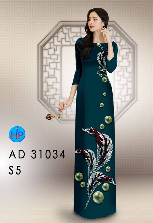 Vải Áo Dài Hoa In 3D AD 31034 15